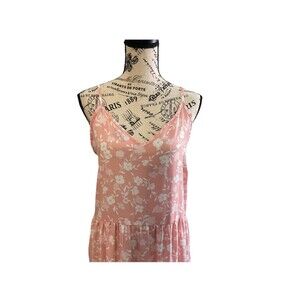 Cultural Code Peach Floral Maxi Dress Size Large Boho Chic Cottage Core New
